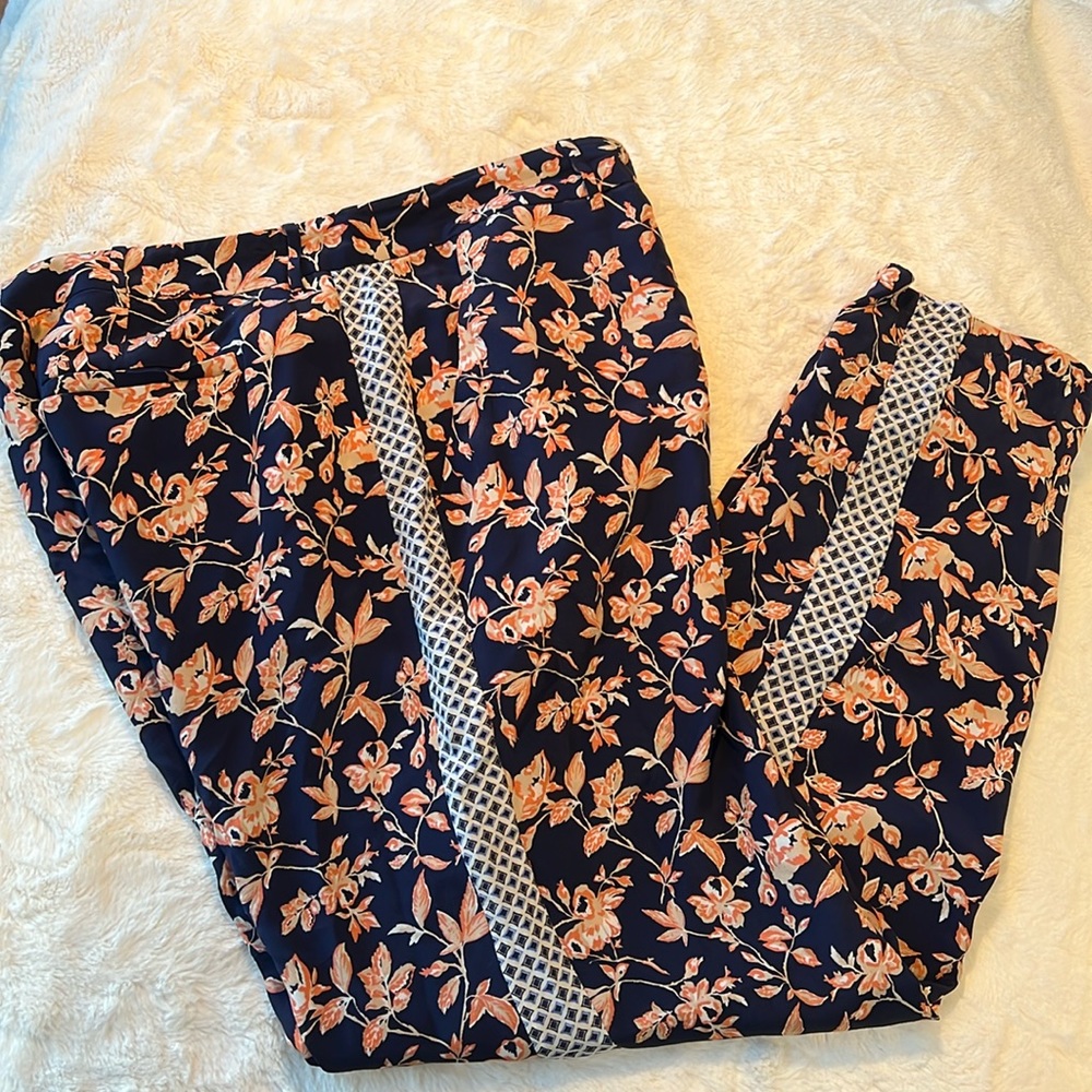 Joie women's silk pants Size 4 Floral Blue Orange